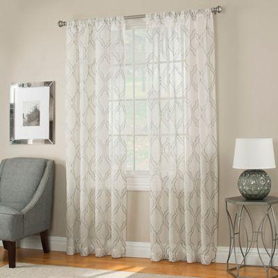 Modern Ogee 84-Inch Sheer Window Panel in Grey