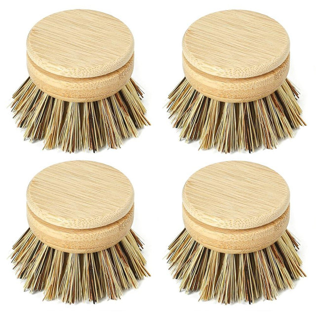 Jungle Culture Firm Bristle Replacement Brush Heads for Eco Dish Brushes • Wooden Kitchen Washing Up Brush Heads Pack of 4 • Interchangeable Bristle Refills • Dish Scrubbers • Zero Waste Cleaning