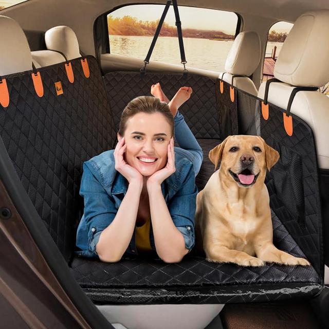 Laadd Back Seat Extender, Hard Bottom Car Seat Cover for Dog - Dog Car Seat Cover for Back Seat Car SUV Truck, Non Inflatable Car Bed,Foldable Seat Covers Hard Bottom Hammock for Travel Camping