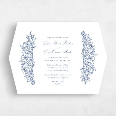 Blue Diamond Wedding Invitation - Yolande Landscape