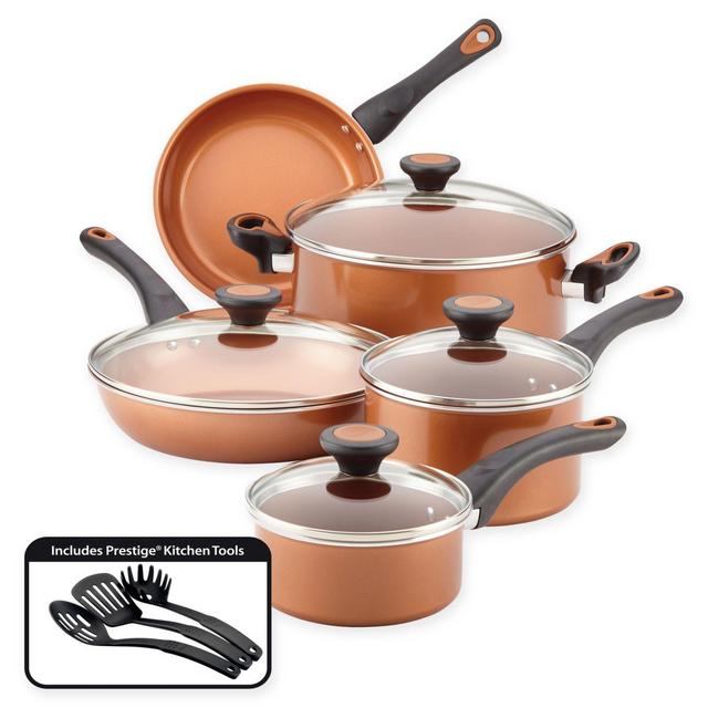 Farberware® Glide™ Nonstick Copper Ceramic 12-Piece Cookware Set in Copper