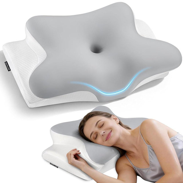 Cervical Neck Pillow for Pain Relief - Ergonomic Side Sleeper Pillow for Neck Support, Cooling Memory Foam Pillows for Sleeping, Contour Pillow Orthopedic Bed Pillow for Back Stomach Sleepers