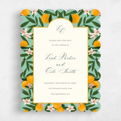 Blue Scalloped Wedding Save the Date - Melissa Portrait