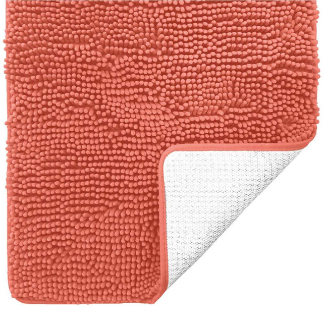Gorilla Grip Original Luxury Chenille Bathroom Rug Mat, Extra Soft and Absorbent Shaggy Rugs, Machine Washable, Quick Dry Bathmat, Plush Carpet for Tub, Shower and Bath Room Floor Mats, 17x24, Coral