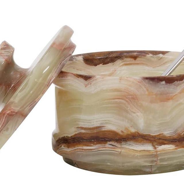 Radicaln Marble Salt Cellar With Lid And Spoon Green Onyx 2.25"x4"x5" Inch Handmade Sugar Bowl Seasoning Containers - Salt and Pepper Holder & Coffee Beans Storage - Salt Container