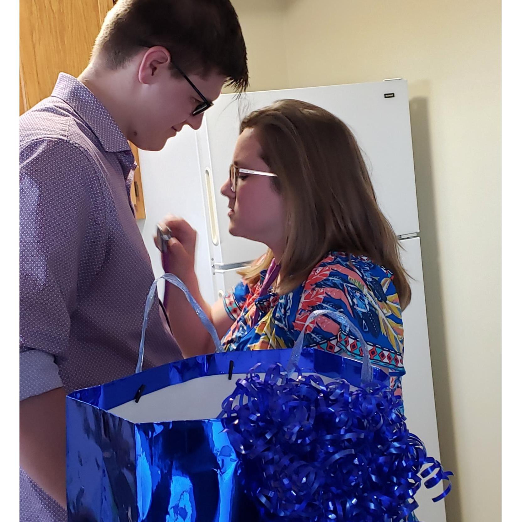 Candid shot - Photo creds to @Evan Terrell, of Amber using her first stethoscope.
