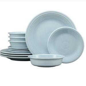 Classic Rim 12-Piece Dinnerware Set, Service for 4, (Color: Sky)