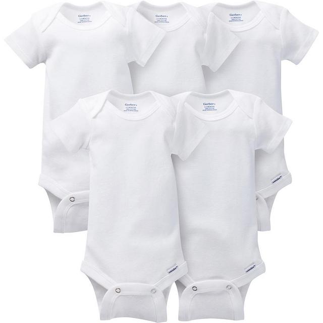 5-Pack White Onesies® Brand Short Sleeve Bodysuits