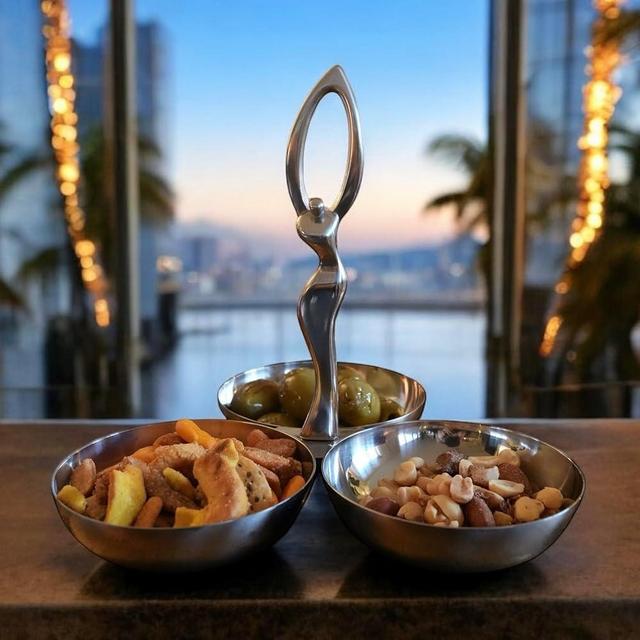 Vanderbeek Designs Stainless Steel Trio Snack Serving Dish – Elegant 3-Compartment Bowl for Nuts, Olives, Candies, and Appetizers – Perfect for Hosting, Parties, and Everyday Use