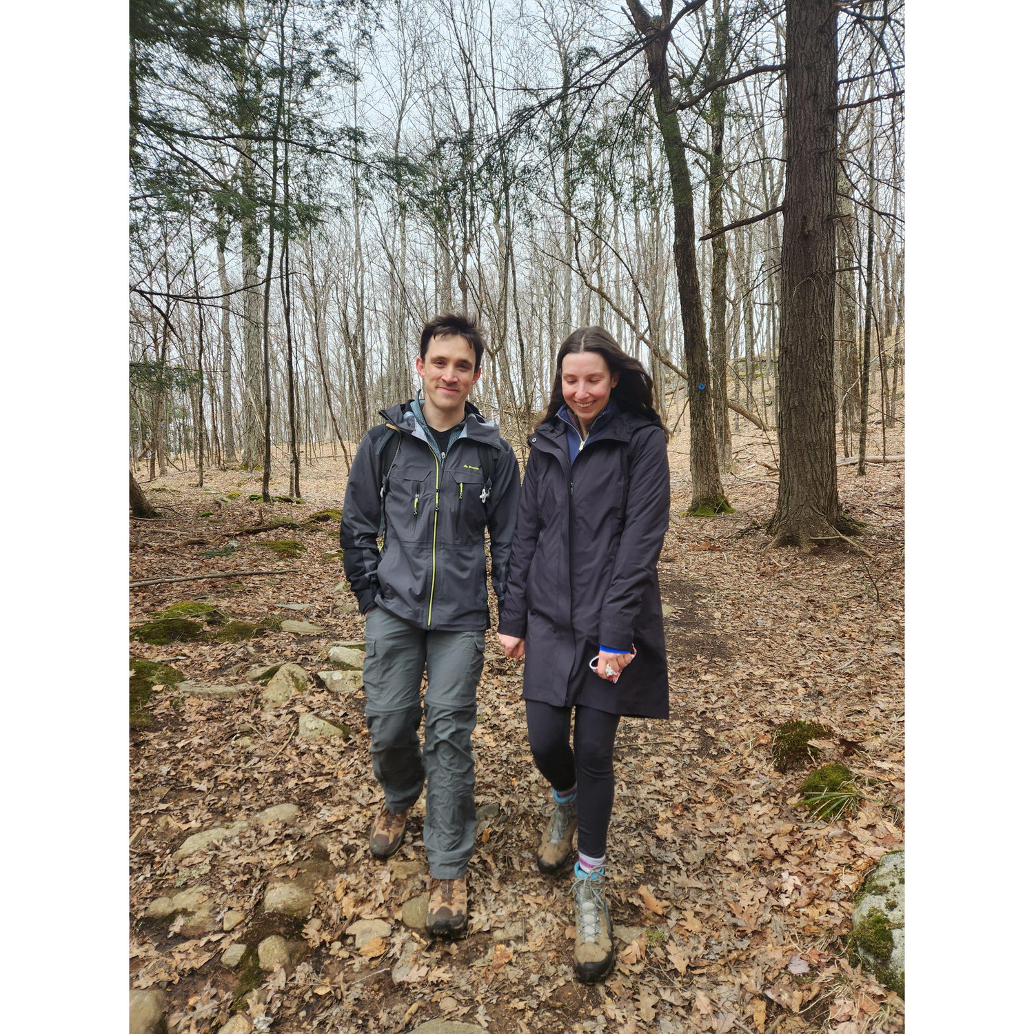 Matthieu proposed on a hike in the Adirondacks in March 2024. Mary's friend Liz took this photo immediately after.
