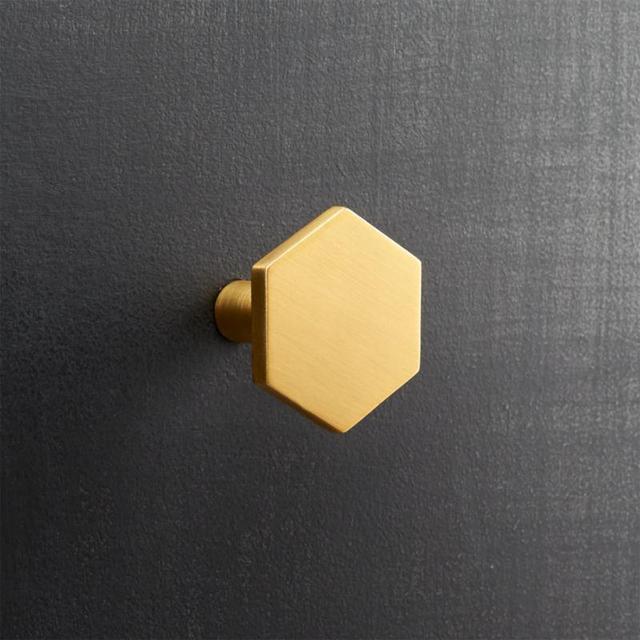 Hex Brushed Brass Knob