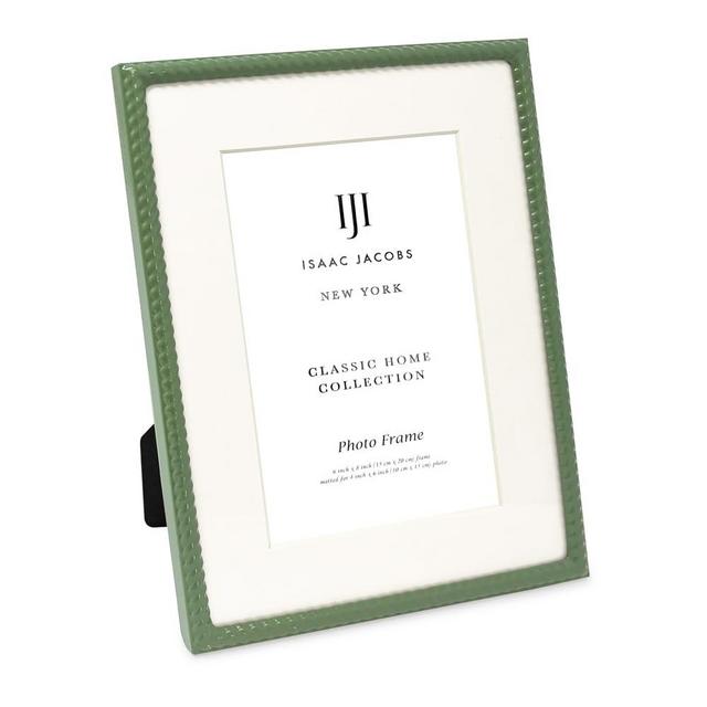 Isaac Jacobs 4x6 Green Metal Rope Border Picture Frame, Horizontal & Vertical for Tabletop and Wall Display, Home Decor, Metal Frame (4x6, Green)