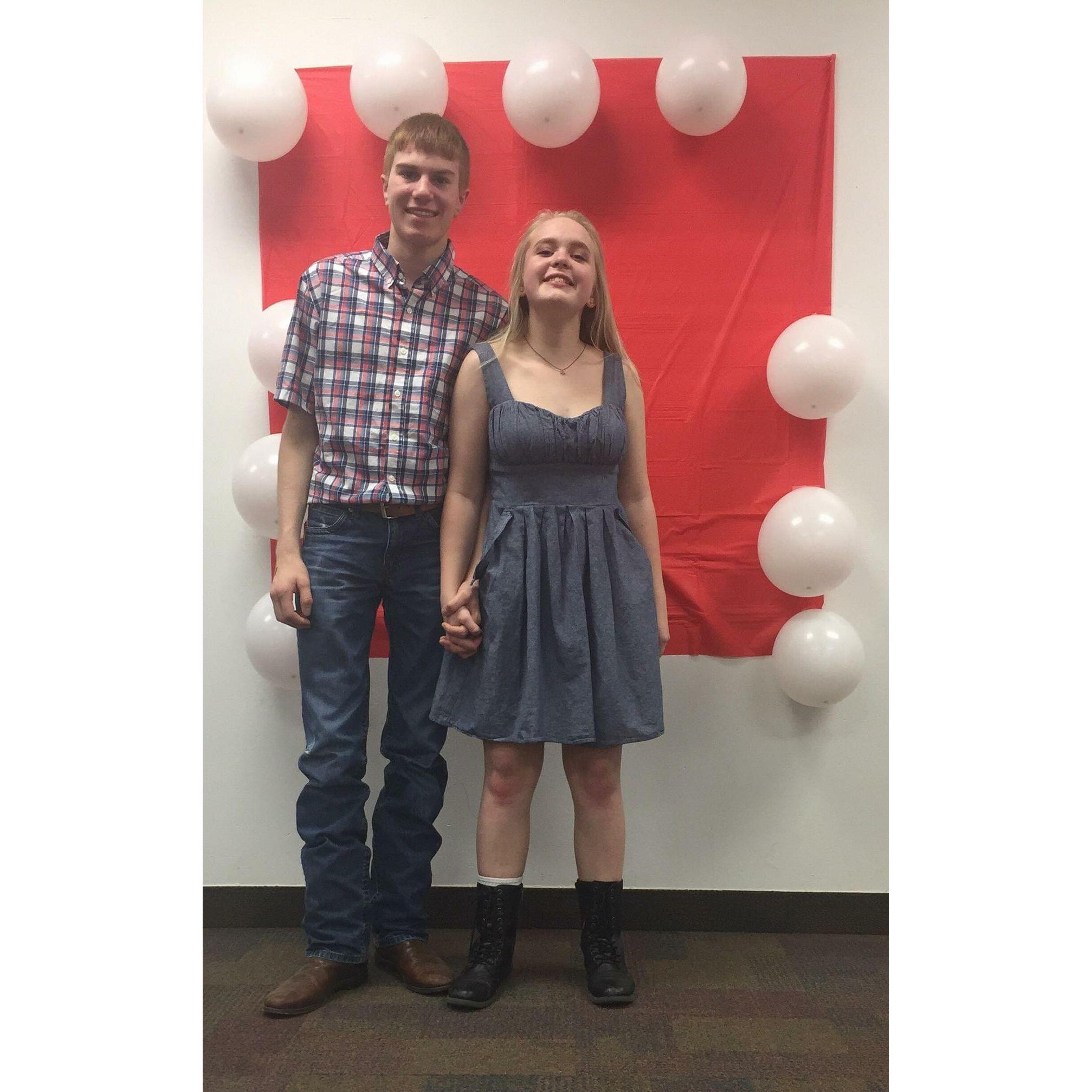 Our first date, the hallway dance at Hotchkiss High School.