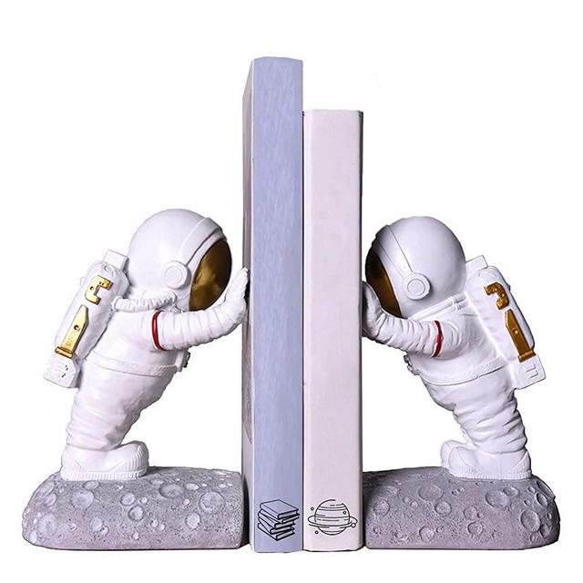 Joyvano Astronaut Decorative Bookend - Book Ends for Office Decorative Bookends for Shelves, Book Holders for Shelves, Bookends Decorative Books, Modern Bookends for Heavy Books Holder, Book Stoppers