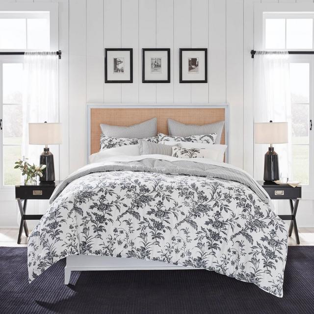 King Amberley Comforter & Sham Set Charcoal - Laura Ashley: Botanical Pattern, OEKO-TEX Certified, 7-Piece Set