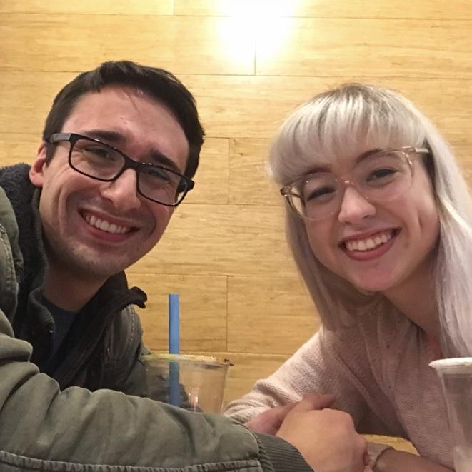 Bailey and Grant revisiting the boba shop they had their first date at.