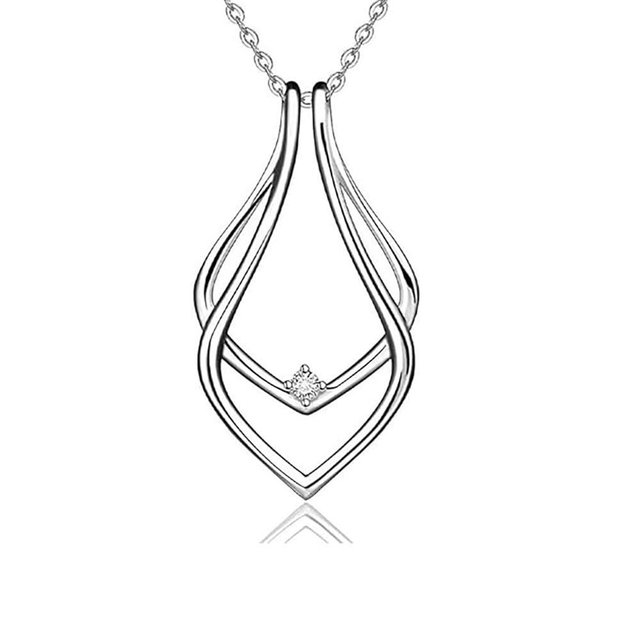 Cykdohy Dainty Waterdrop Ring Holder Necklace for Women Men CZ Simple Ring Keeper Necklaces Geometric Pendant Bride Wedding Engagement Saver Jewelry for Wife Girlfriend Mother