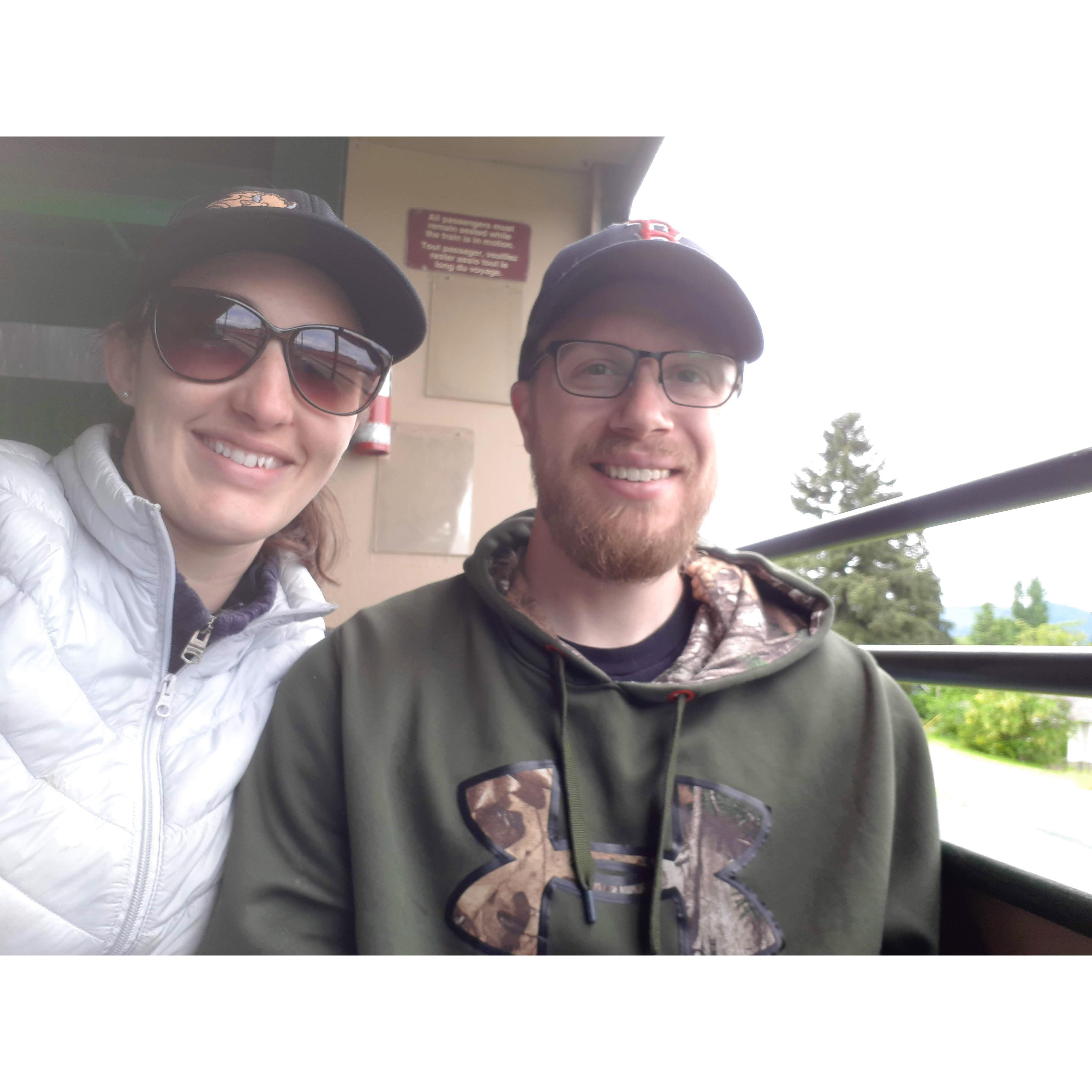 Greg & Anna on a train ride to an old saw mill Port Alberni