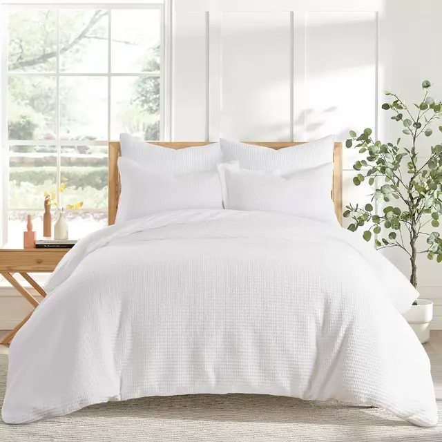Cloud Waffle Bright White King Duvet Set - Levtex Home