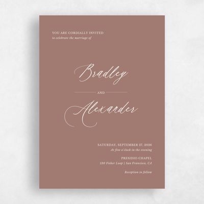 Chestnut, Brown Wedding Invitation - Andros Portrait