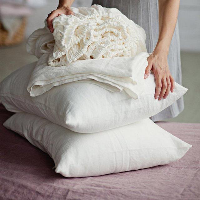 Lausonhouse 100% Pure French Linen Sheet Set, Deep Pocket,Luxurious Bedding Set,4 Pieces - King