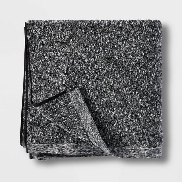 Slub Accent Organic Bath Towel Black - Casaluna™