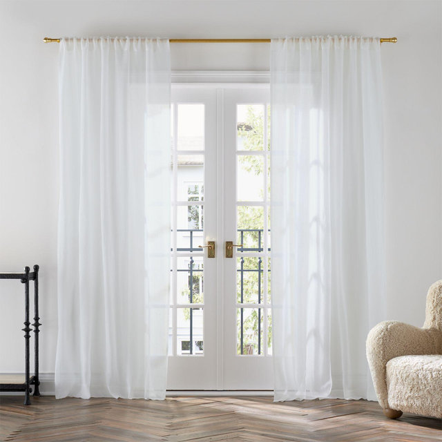 White European Flax ™-Certified Linen Sheer Window Curtain Panel 52"x120"