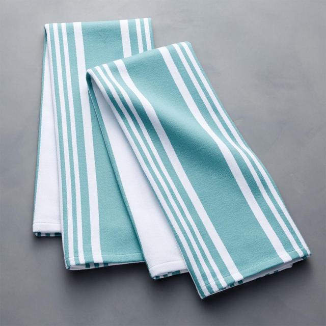 Cuisine Stripe Mineral Blue Dish Towels, Set of 2