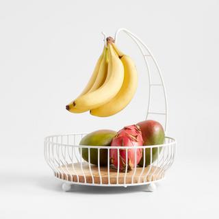 Cora Wood Fruit Basket with Removable Banana Hanger