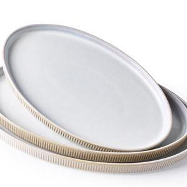famiware Serving Platter, 16/14.6/12.9 Inch Serving Dishes for Entertaining, Party Serving Trays for Food, Buffet Oval Platters for Food, Large Plates for Turkey Cheese Appetizer, Cappuccino White
