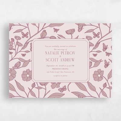 Light Mauve, Pink Wedding Invitation - Isabeau Landscape