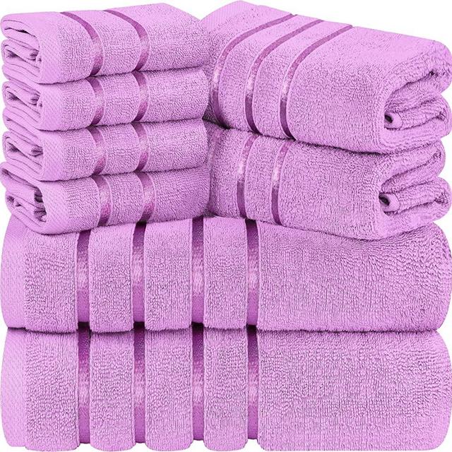 Utopia Towels Lavender 8-Piece Bath Linen Sets - Viscose Stripe Towels - 600 GSM Ring Spun Cotton - Highly Absorbent Luxury Towels (Pack of 8)