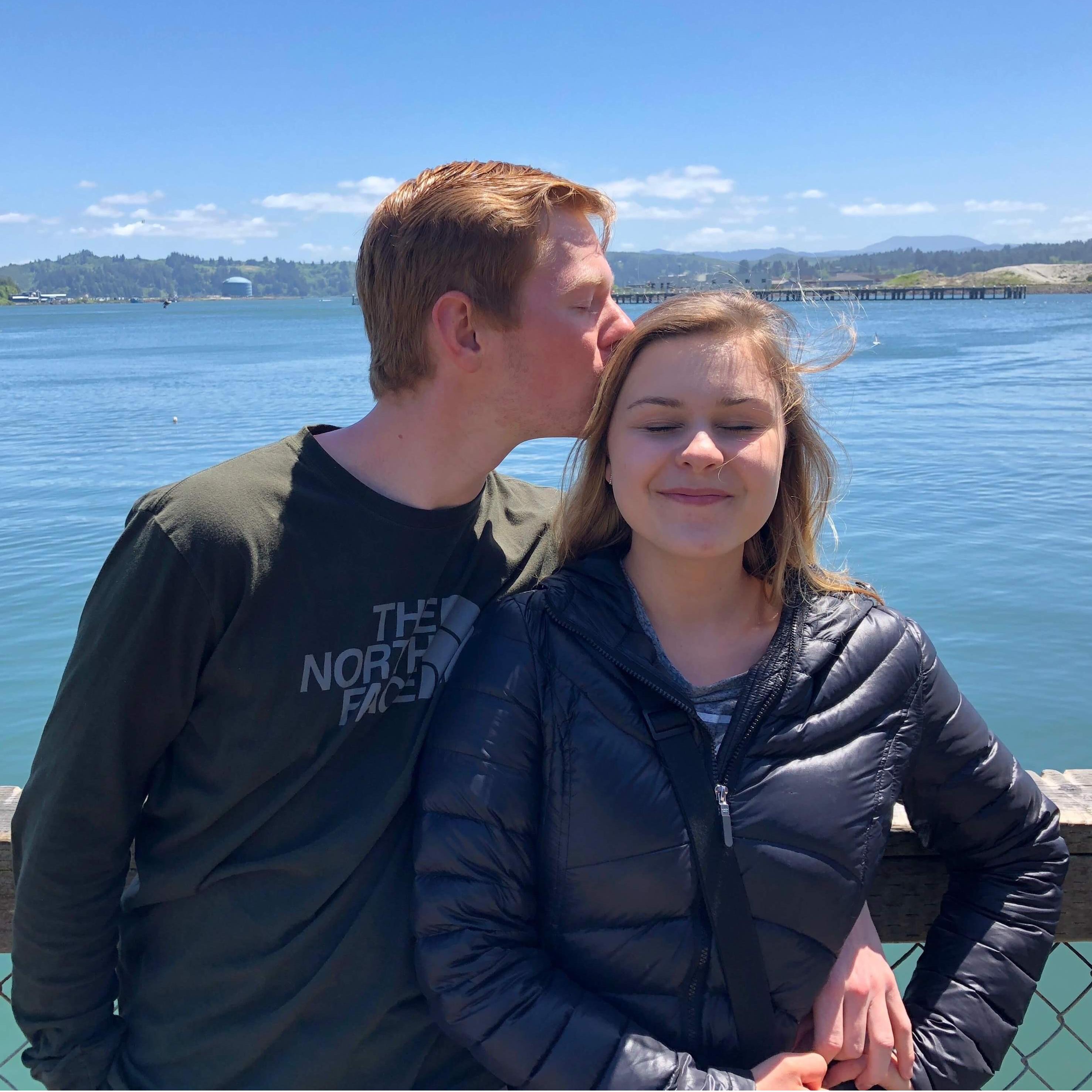 Anna and Ryan enjoying the beach during a Schultz family camping trip.