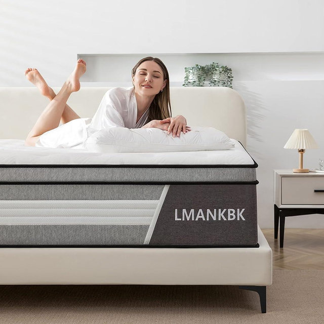 LMANKBK King Mattress, 14 Inch Innerspring Hybrid Mattresses in a Box with Gel Memory Foam, Individually Wrapped Encased Coil Pocket Spring Mattress, Pressure Relief, Medium Firm Support,76"*80"*14"…