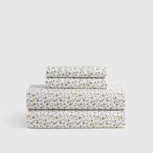 Classic Organic Percale Sheet Set in Green Florette (Queen)