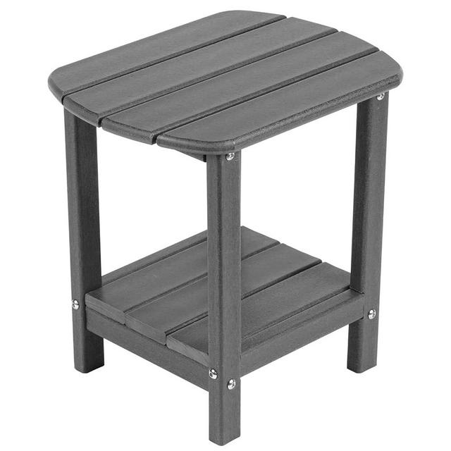 nalone Adirondack Side Table 16.5" Outdoor Side Table HDPE Plastic Double Adirondack End Table Small Table for Patio(Grey)