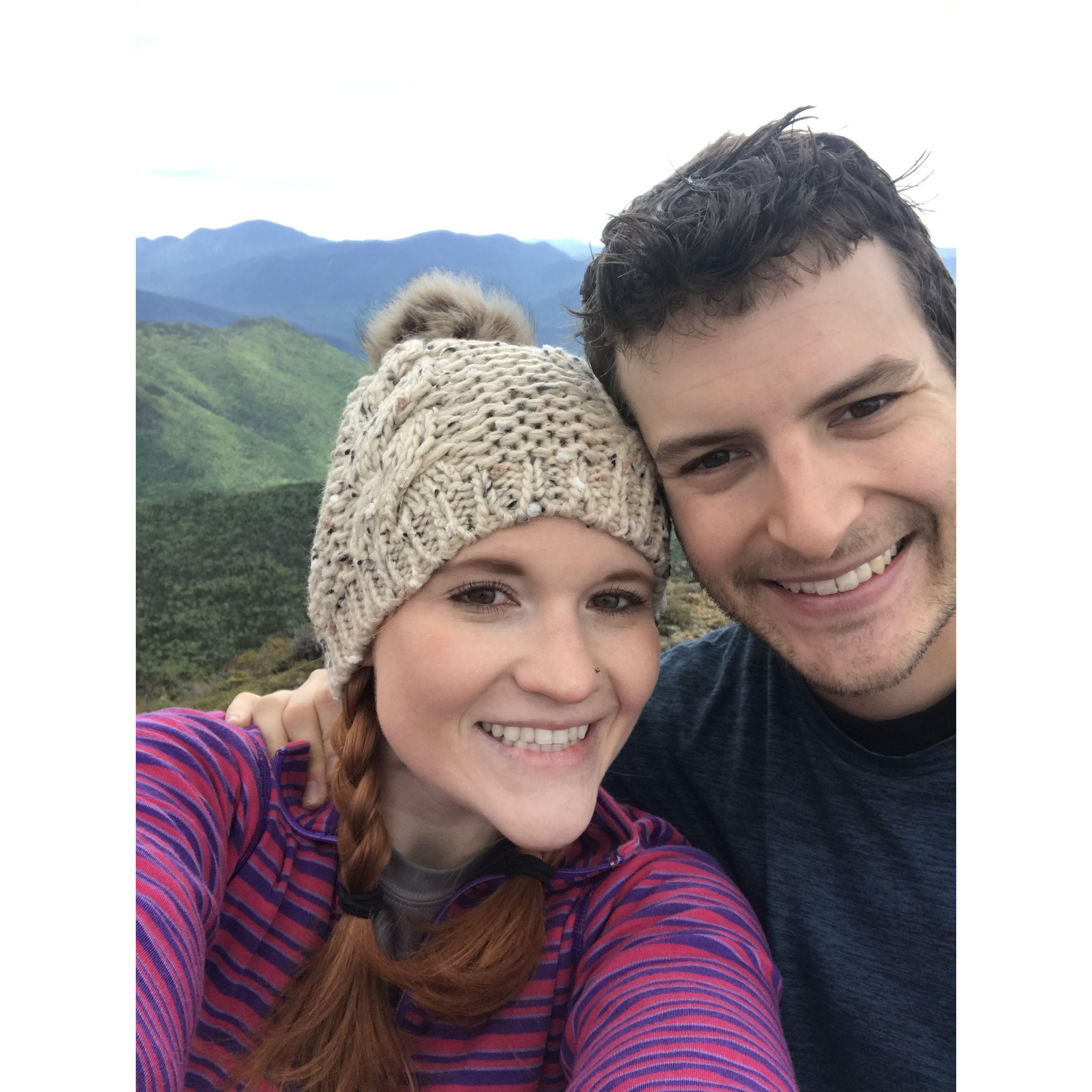 Our first trip up Franconia Ridge. Tom had to borrow my jacket haha