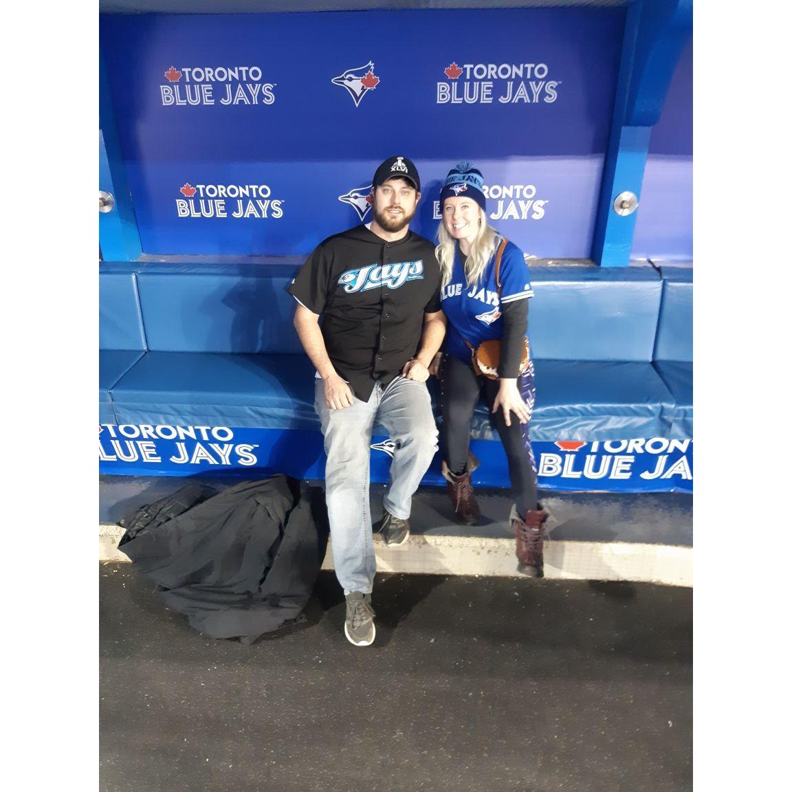 Sitting in the Blue Jays dugout at Winterfest 2020