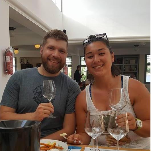 Our first wine tasting tour while on our engagement trip to Santorini