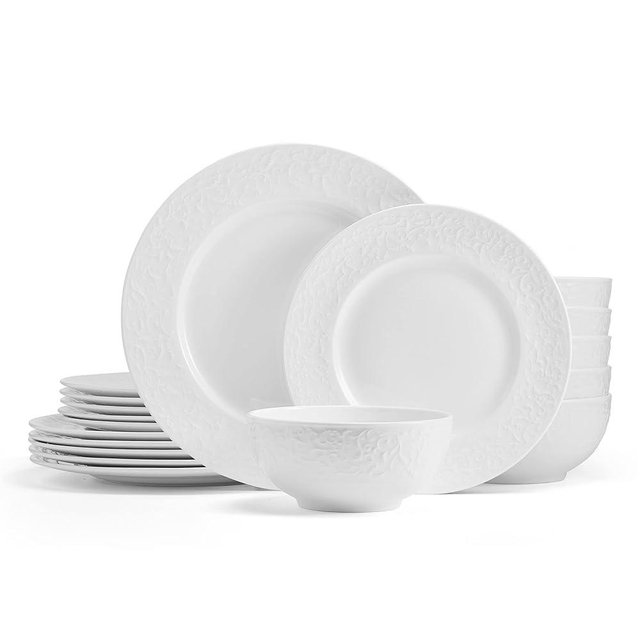 Mikasa Parchment White Chip Resistant 18 Piece Dinnerware Set, Service for 6