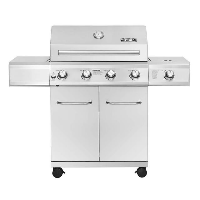 Monument Grills Larger 4-Burner Gas Grills Stainless Steel Cabinet Style Propane Grills with LED Controls Side Burner