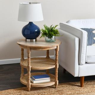 Round Mango Wood 2-Tier Table