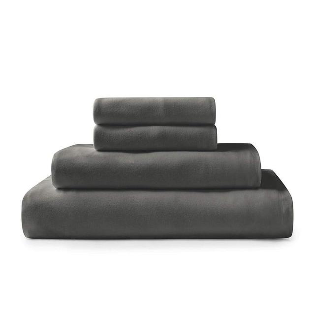 Brielle Home Jersey Knit Cotton Sheet Set - Breathable, Soft, T-Shirt Fabric - Charcoal, Cal King
