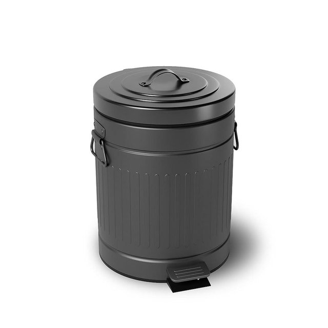 Qflushor Smll Bathroom Trash Can with Lid, 1.3 Gallons Soft Close Garbage Can with Foot Pedal, Round Step Wastebasket for Bedroom, Office, Living Room, 5 Liters / 1.3 Gallons, Black