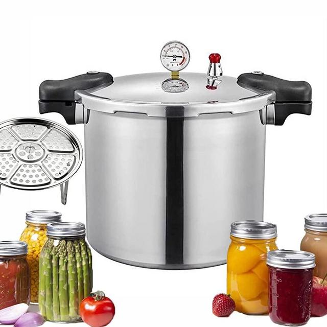 25 quart pressure canner cooker,Built-in luxury digital pressure gauge,Aluminum Explosion proof pressure cookers canners for canning,With1steaming tray Induction Compatible,Delivery from US warehouse