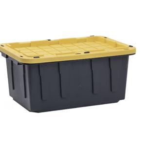 Large 27 -Gallons ( 108 -Quarts ) Black and Yellow Heavy Duty Stackable Tote