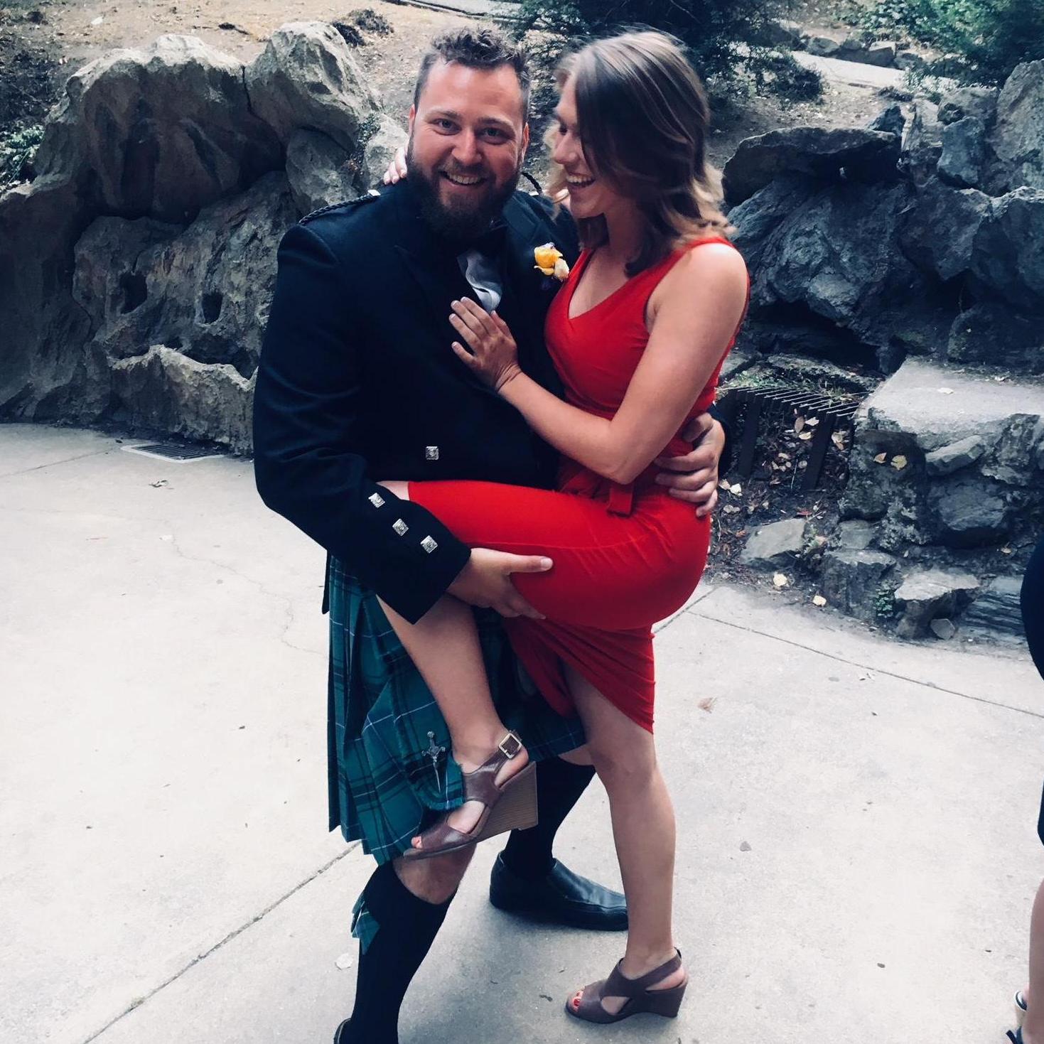 Being goofy at Mom and Mikes wedding