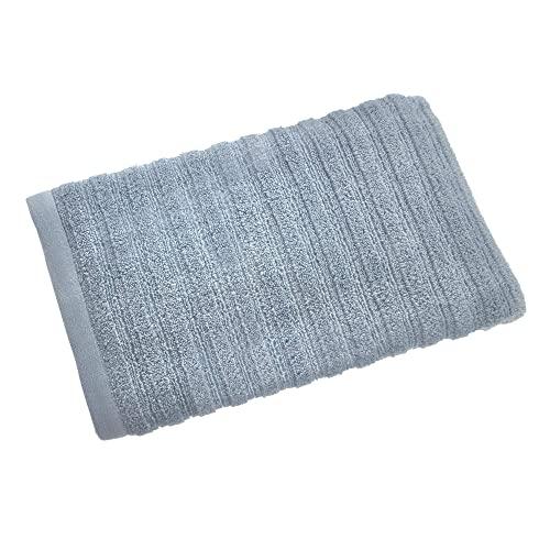 iDesign Ribbed Bath Towel with Hanging Loop, 100% Cotton Textured Striped Soft Absorbent Machine Washable Body Towel for Bathroom, Gym, Shower, Tub, Pool - Dusty Blue