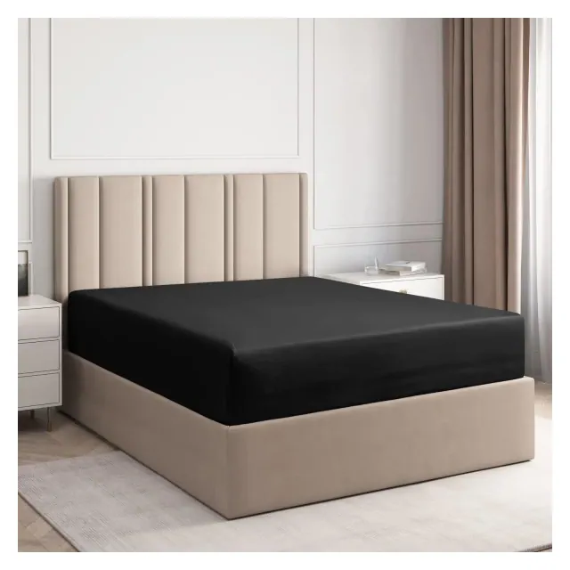 CGK Linens Premium Fitted Sheet Ultra Soft & Breathable - Deep Pocket for 8"-16" Mattresses in Black, Size Queen