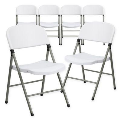 Flash Furniture Plastic Folding Chair in White (Set of 6)